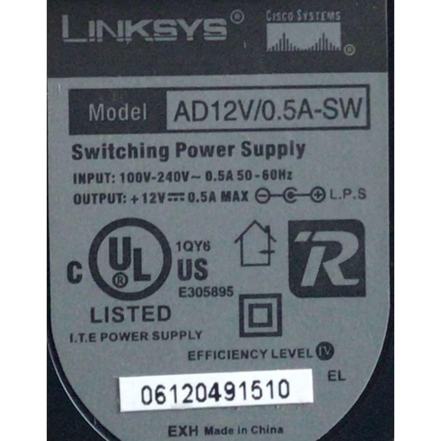 CARGADOR / ADAPTADOR DE FUENTE DE ALIMENTACION LINKSYS VCA-VCD / NUMERO DE PARTE AD12V/0.5A-SW / E305895 / ENTRADA VCA 100-240V~ 0.5A 50-60HZ / SALIDA VCD 12V 0.5A MAX / MODELO AD12V/0.5A-SW - Imagen 3